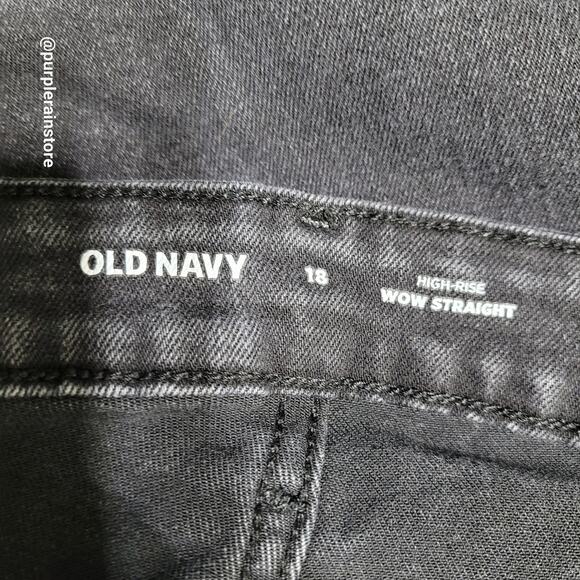 Old Navy Jeans Size 18 Wow Straight High Rise Stretch Denim Black Jack Wash - Picture 4 of 12